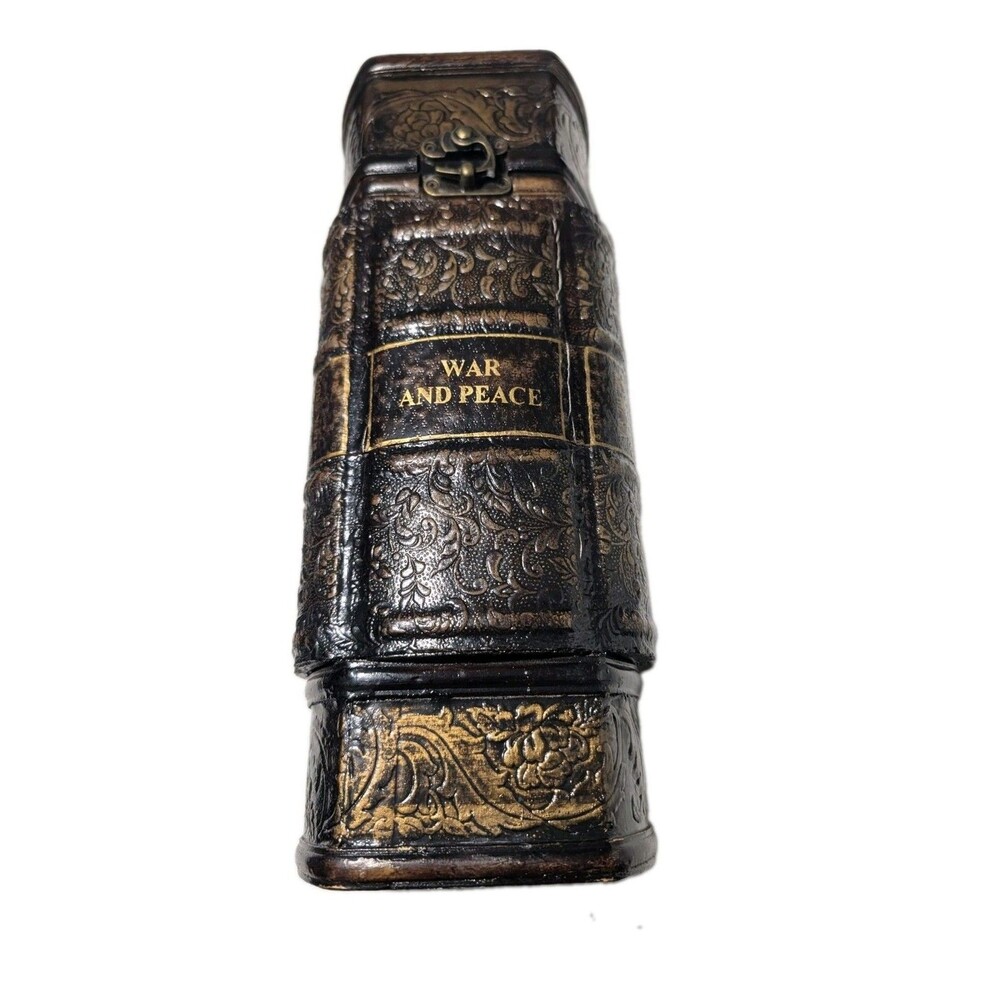 Book Theme Wine Bottle Storage Box Brown Gold Dark Academia Library Decor